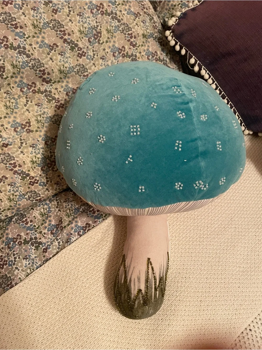 Fairy Whimsical  Limited Edition John Derian Target Beaded Mushroom Plush Pillow
